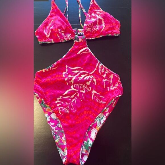 MAAJI NWT MIMI TRIKINI REVERSIBLE ONE PIECE IN ZINNIA SIZE SMALL - Picture 8 of 11